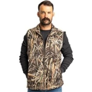 Duck Commander Vest Mens M Green Brown Leaf Camo Bird Bag Hunting Zip Up Outdoor